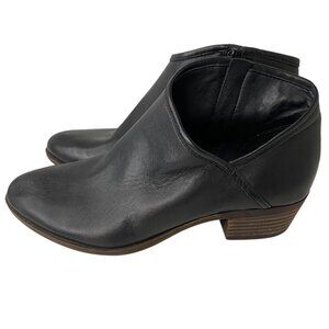 Lucky Brand Brekke Womens Black Leather Western Ankle Booties Size 8 Side Zipper